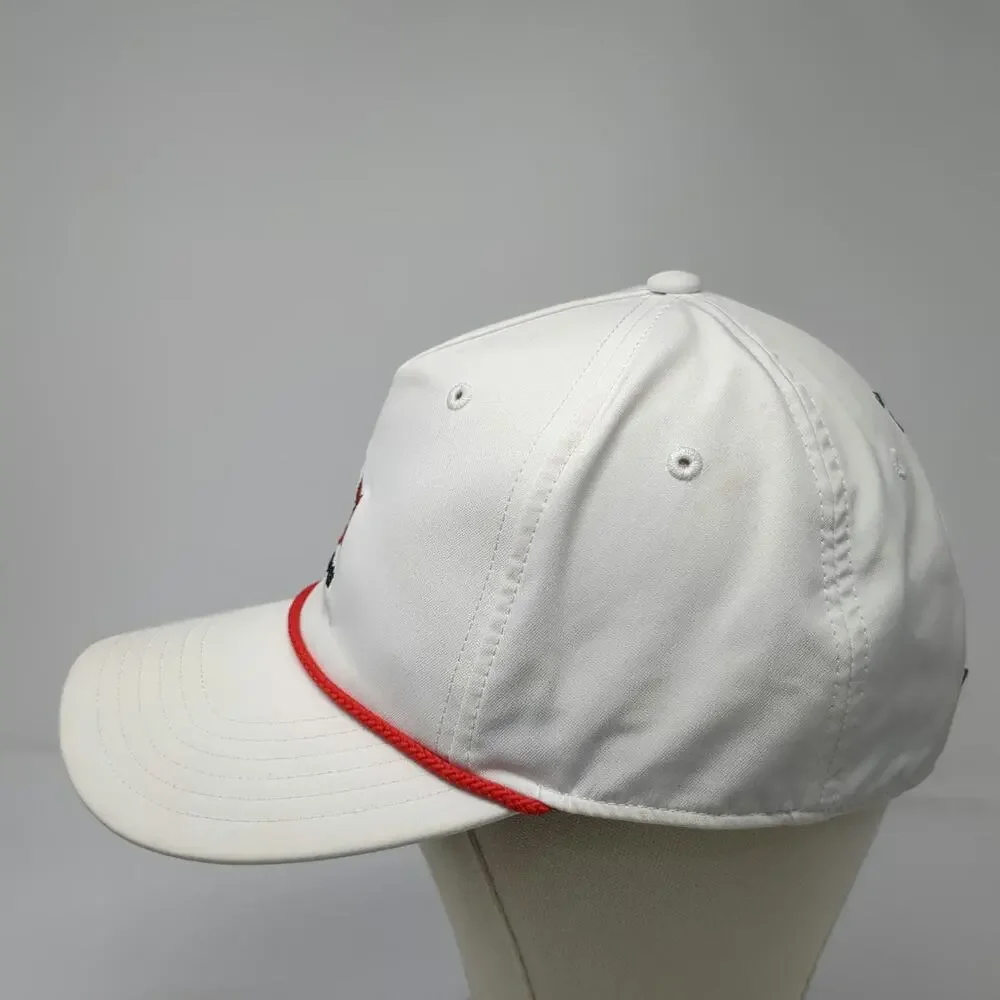 Adidas 5 Panel White Camelback Golf Club Red Rope Snapback Hat Golfing Vintage